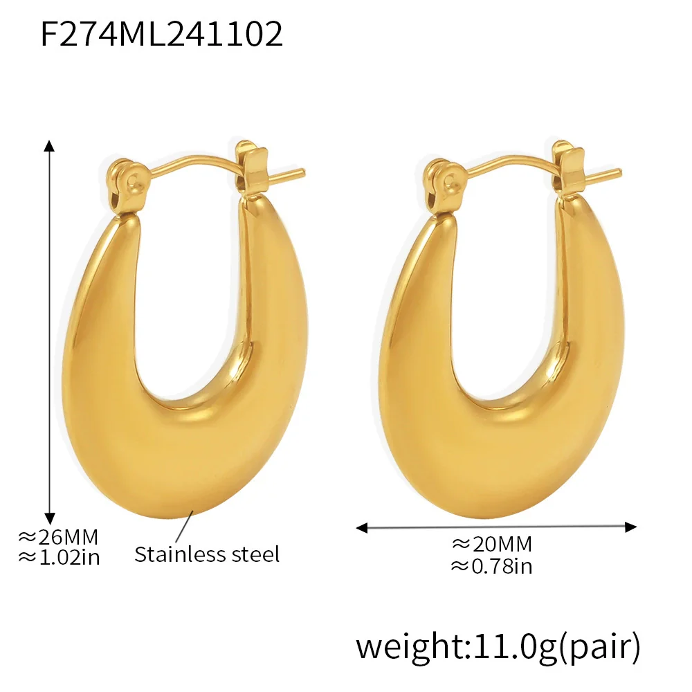 Wholesale Stainless Steel U Shaped Geometric Earrings Electroplated With Golden Color For Women - Image 6