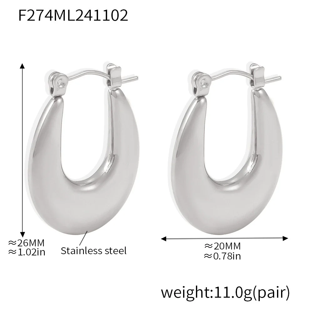 Wholesale Stainless Steel U Shaped Geometric Earrings Electroplated With Golden Color For Women - Image 7