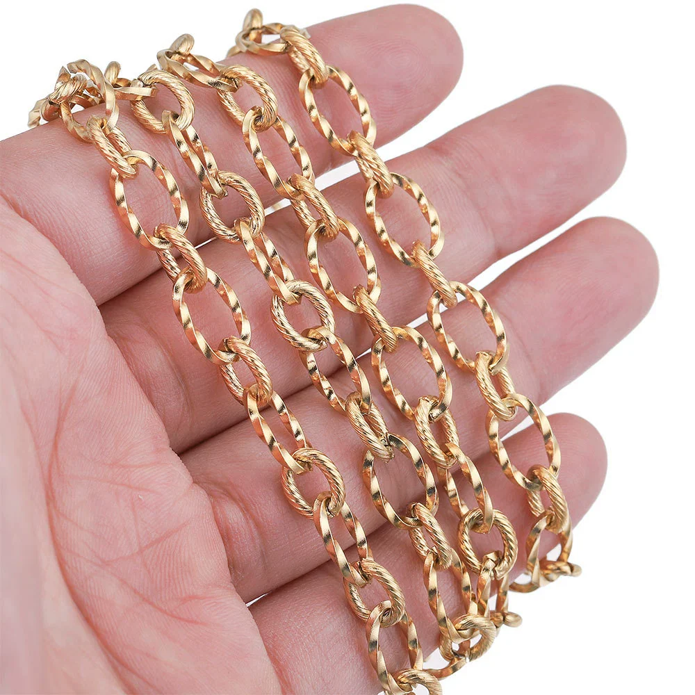 Wholesale Stainless Steel Vacuum Gold Electroplated Spiral Chain For Necklace And Bracelet Hip Hop Style - Image 5