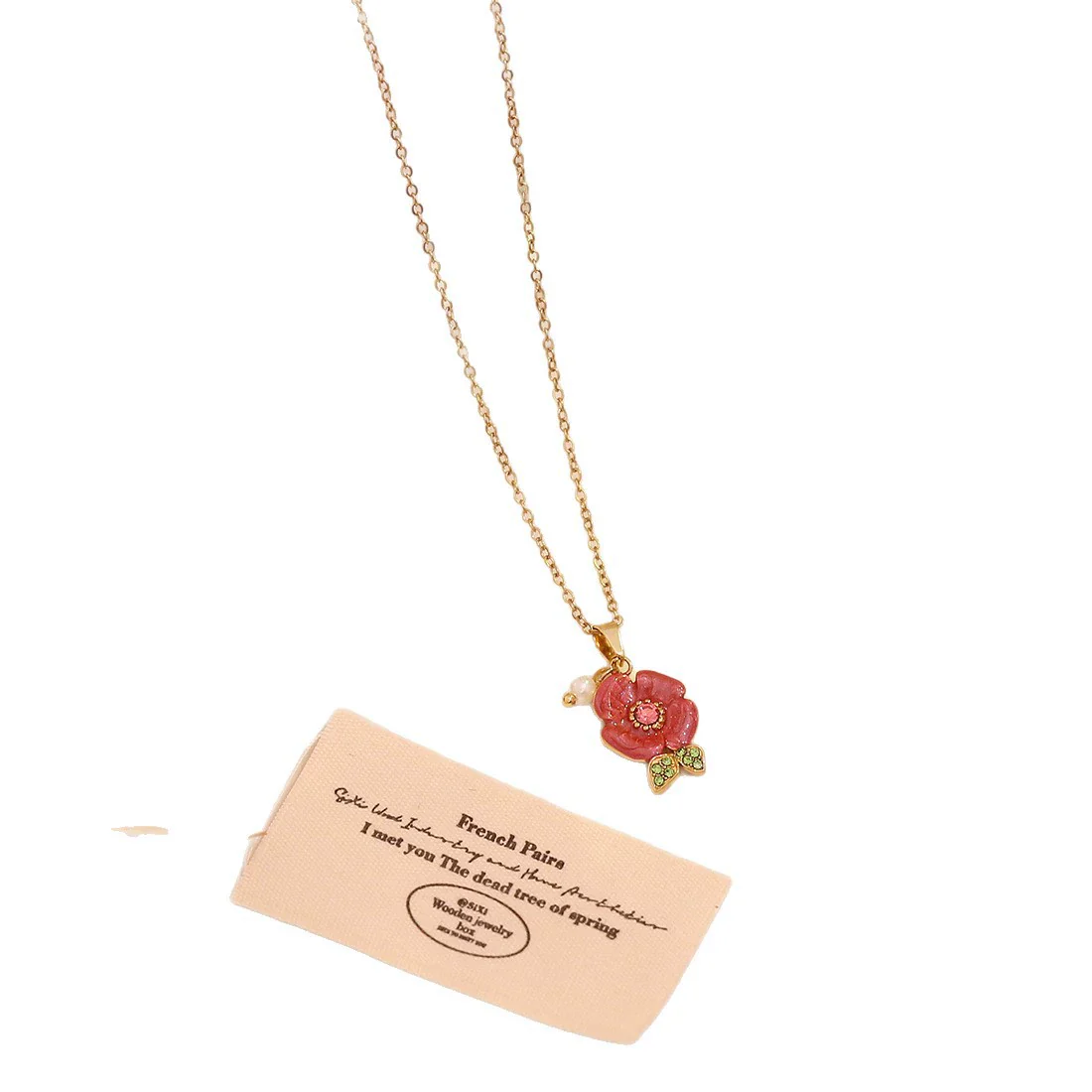 Wholesale Stainless Steel Vintage Flower Shape Imitation Pearl Pendant Necklace - Image 4