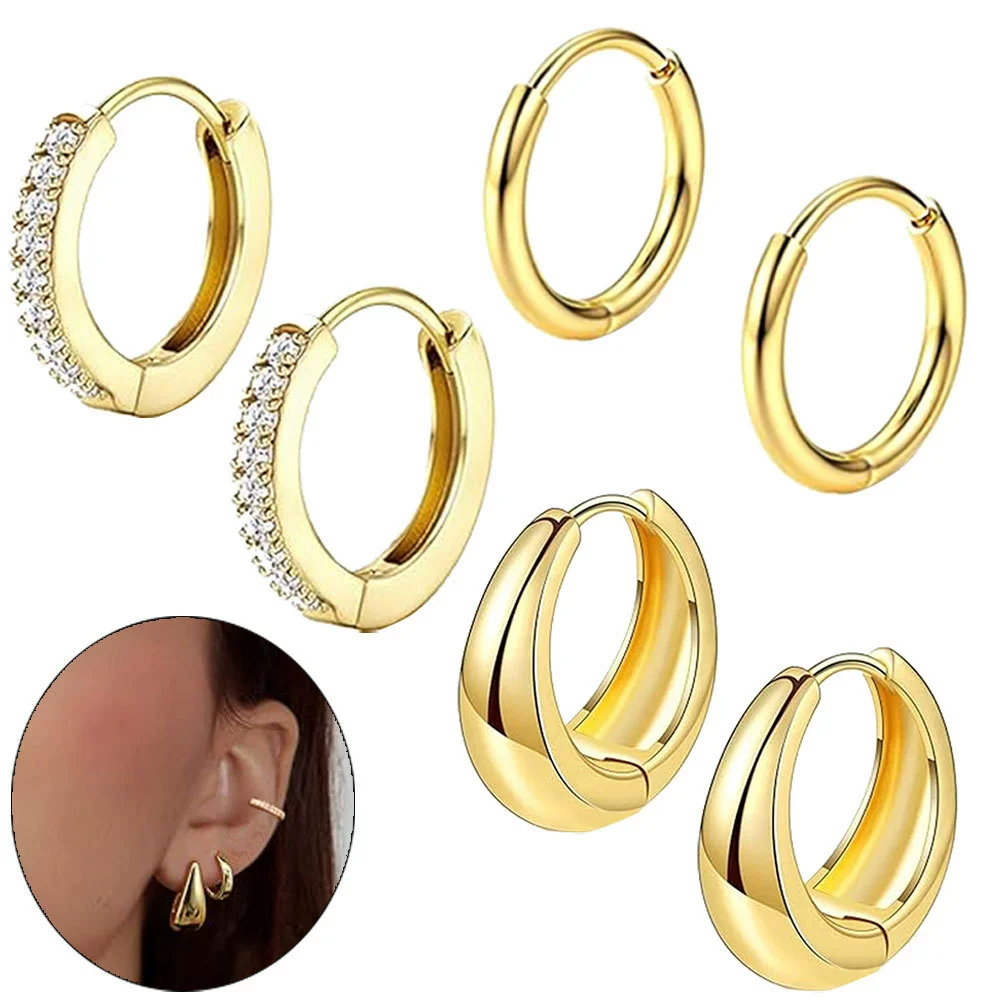 Wholesale Stainless Steel Water Drop Hoop Earrings For Women Electroplated Personality Minimalist Style - Image 5