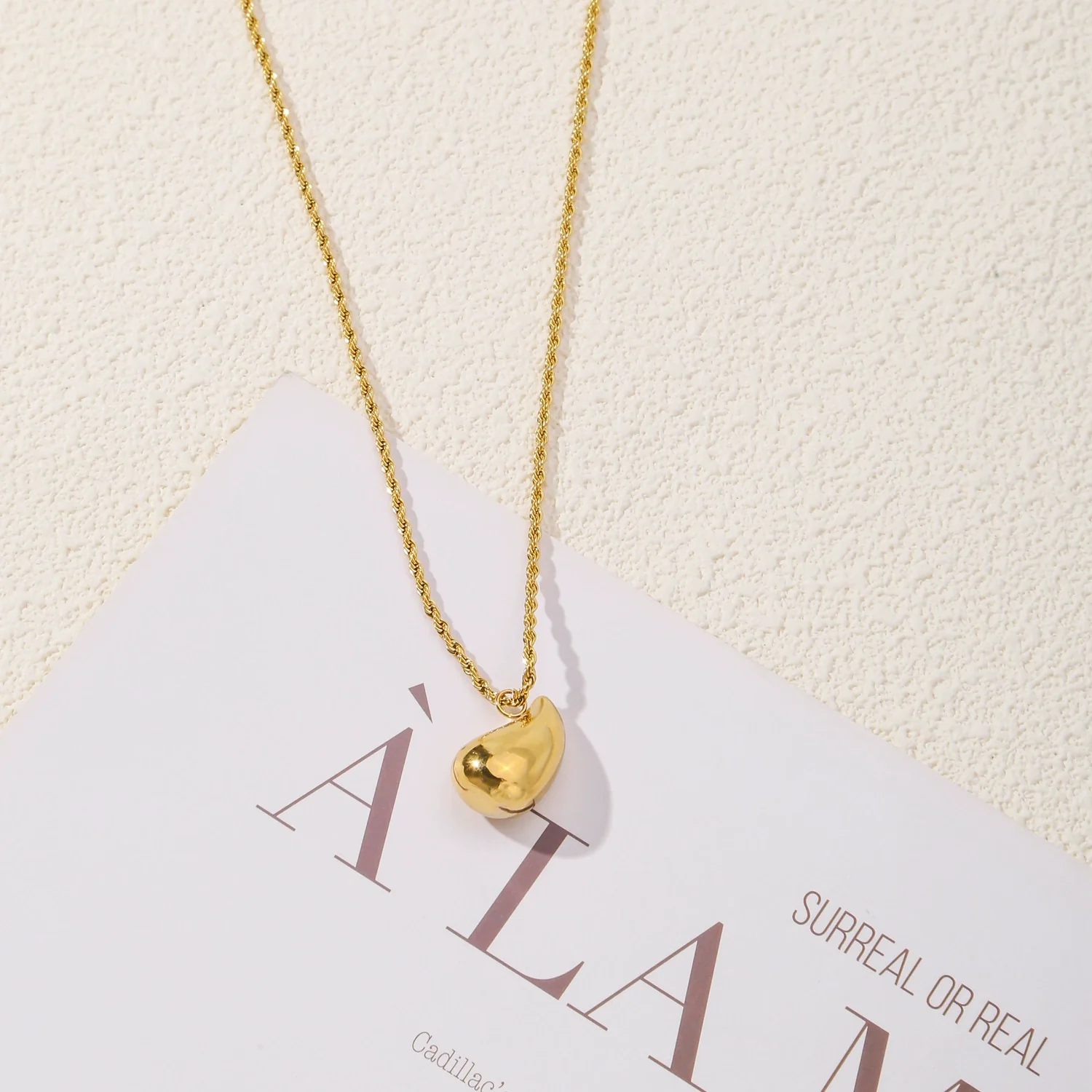 Wholesale Stainless Steel Water Drop Pendant Ochain Necklace Electroplated Unisex Simple Nonfading Highend Jewelry - Image 4