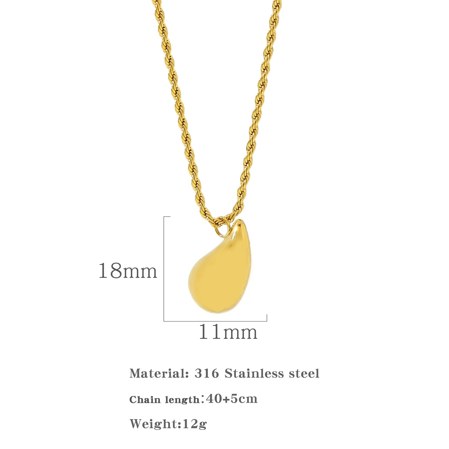 Wholesale Stainless Steel Water Drop Pendant Ochain Necklace Electroplated Unisex Simple Nonfading Highend Jewelry - Image 6