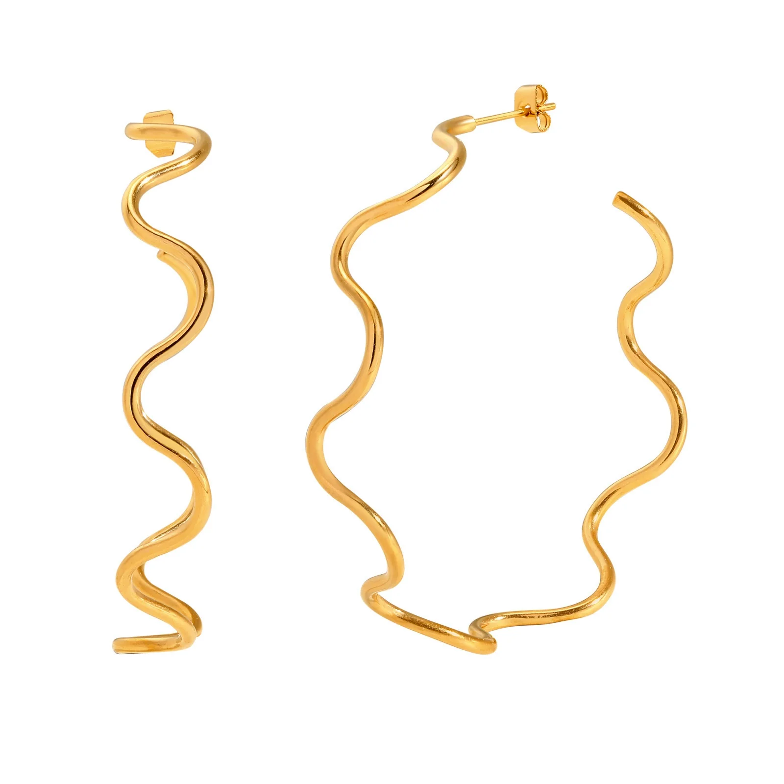 Wholesale Stainless Steel Wave Cshaped Fashion Earrings - Image 5