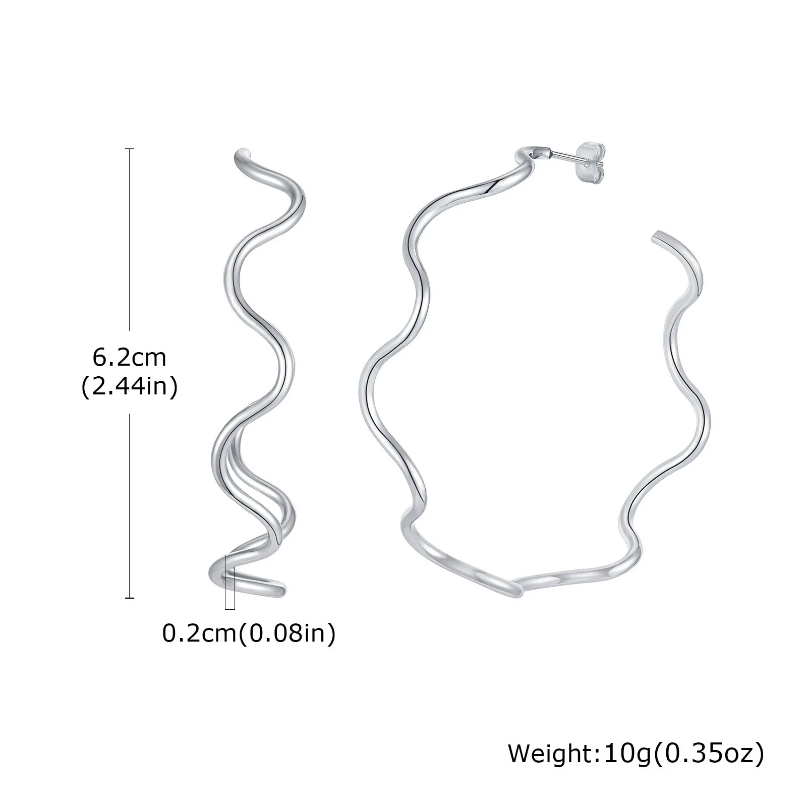 Wholesale Stainless Steel Wave Cshaped Fashion Earrings - Image 7