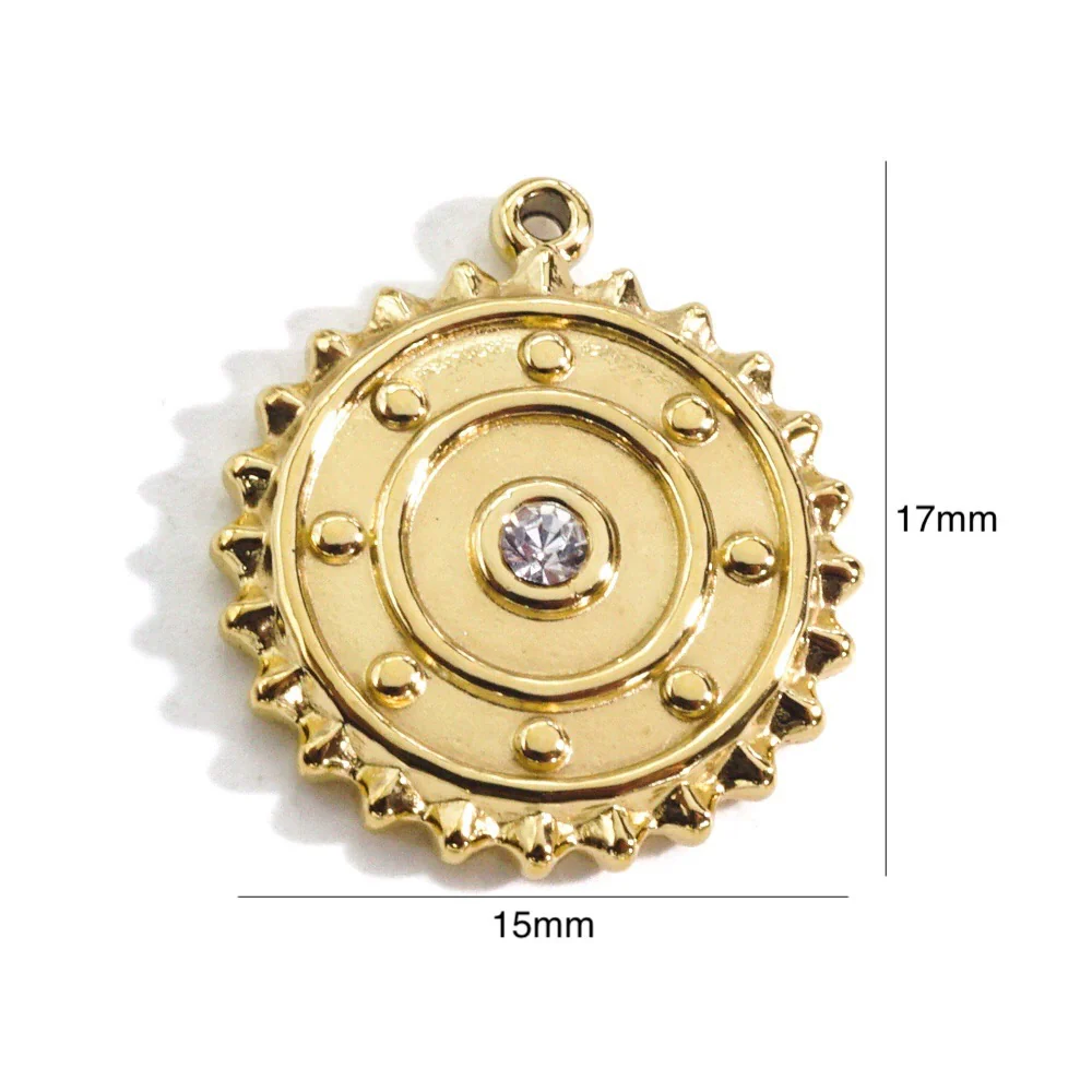 Wholesale Stainless Steel Zircon Inlaid Round Pendant And Earrings With Electroplating Treatment - Image 6