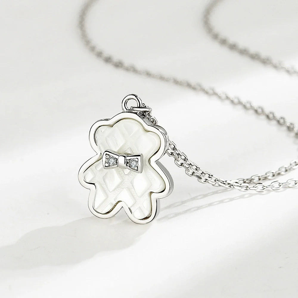 Wholesale Sterling Silver 925 Geometric Bear Shell Pendant Necklace For Women - Image 6