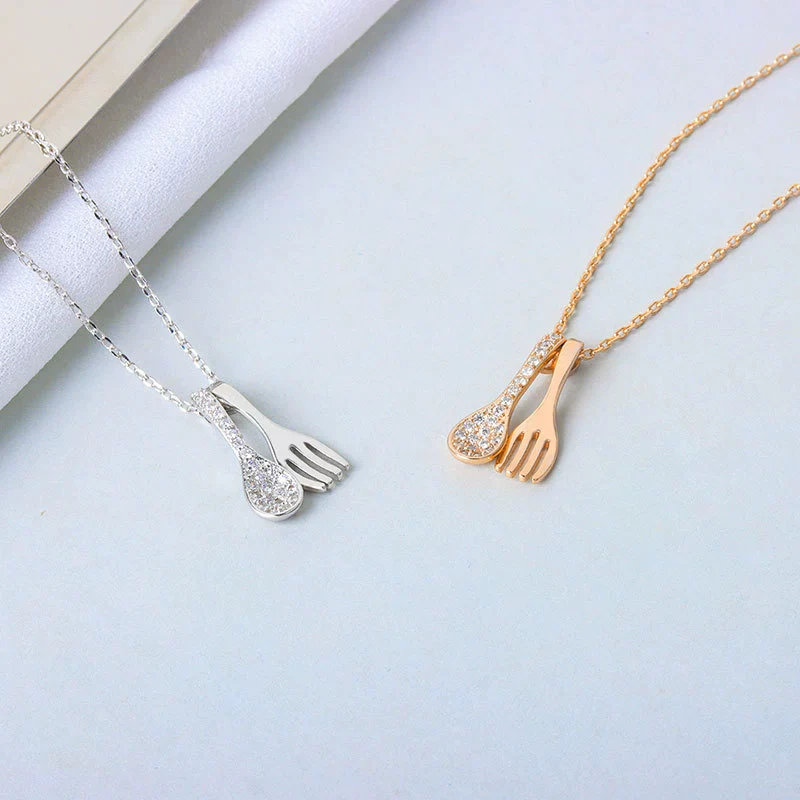 Wholesale Sterling Silver Fork Spoon Pattern Necklace With Electroplating Process - Image 2