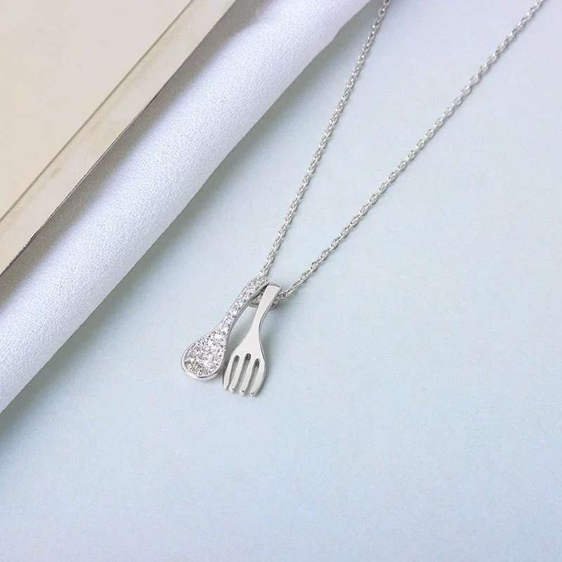 Wholesale Sterling Silver Fork Spoon Pattern Necklace With Electroplating Process - Image 6