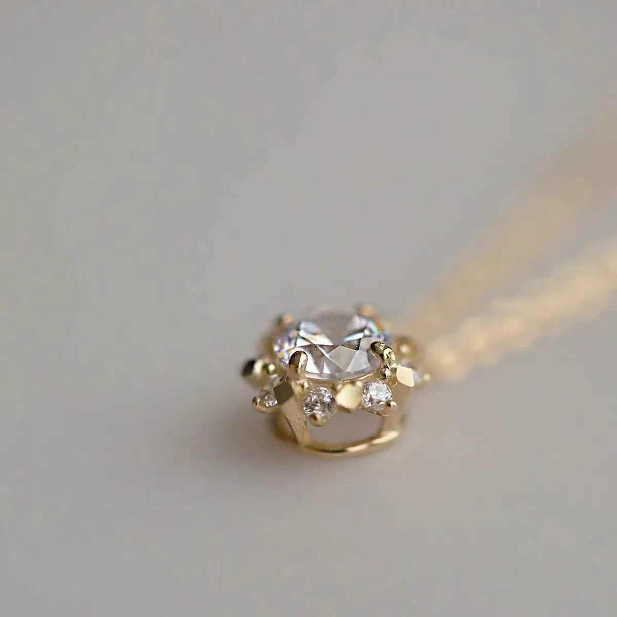 Wholesale Sterling Silver Geometric Sun Pendant Necklace Gold Plated Set With Diamonds For Women - Image 3
