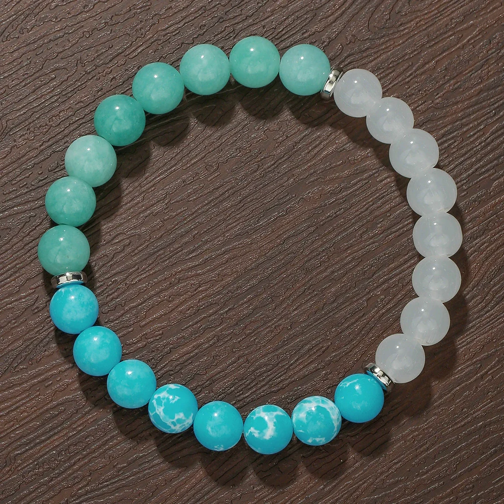 Wholesale Stone Wood Chip Weathered Beads Elastic Bracelet Handmade Geometric Jewelry Unisex - Image 13