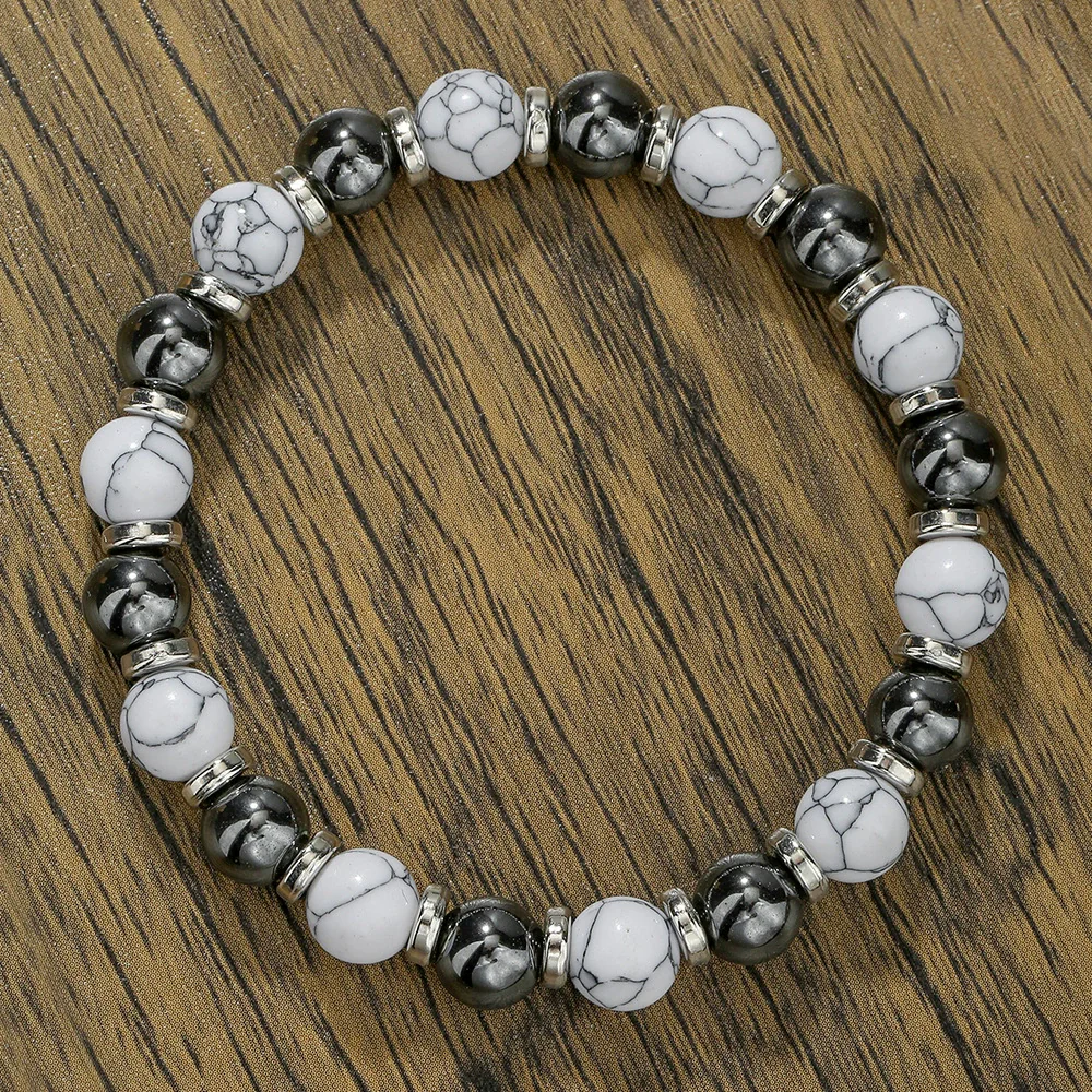 Wholesale Stone Wood Chip Weathered Beads Elastic Bracelet Handmade Geometric Jewelry Unisex - Image 14