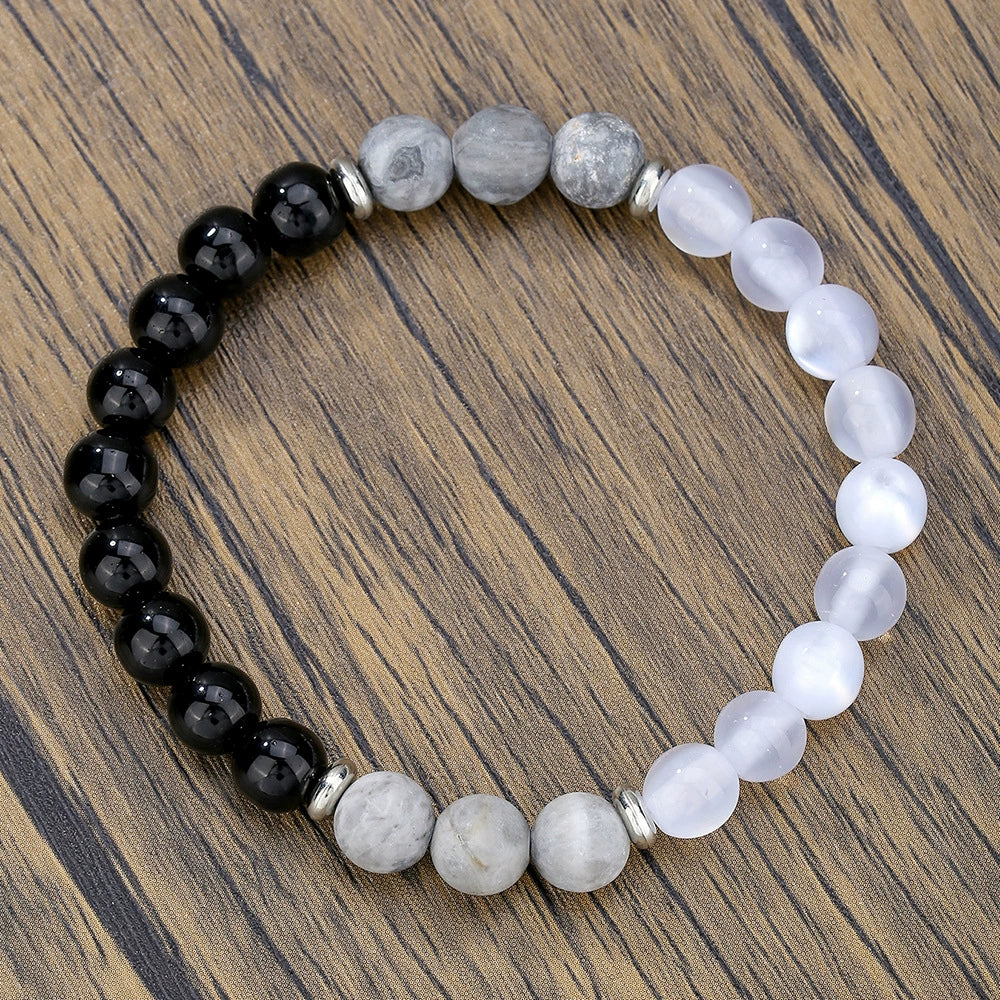 Wholesale Stone Wood Chip Weathered Beads Elastic Bracelet Handmade Geometric Jewelry Unisex - Image 17