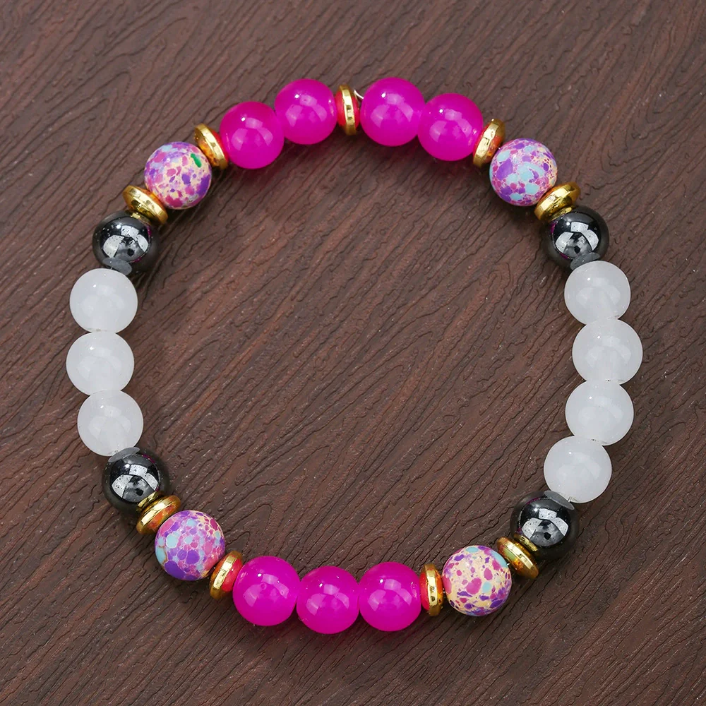 Wholesale Stone Wood Chip Weathered Beads Elastic Bracelet Handmade Geometric Jewelry Unisex - Image 18