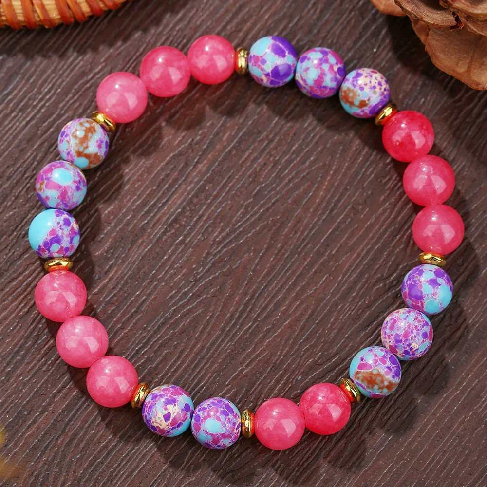 Wholesale Stone Wood Chip Weathered Beads Elastic Bracelet Handmade Geometric Jewelry Unisex - Image 2