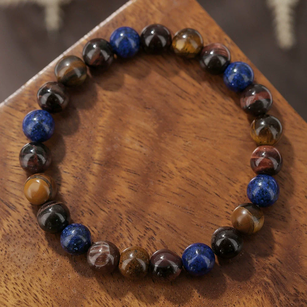 Wholesale Stone Wood Chip Weathered Beads Elastic Bracelet Handmade Geometric Jewelry Unisex - Image 22
