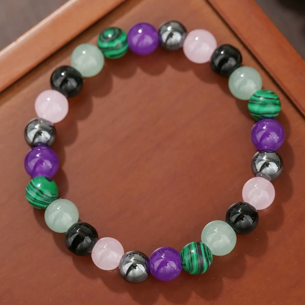 Wholesale Stone Wood Chip Weathered Beads Elastic Bracelet Handmade Geometric Jewelry Unisex - Image 24
