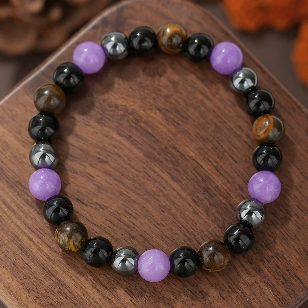 Wholesale Stone Wood Chip Weathered Beads Elastic Bracelet Handmade Geometric Jewelry Unisex - Image 28