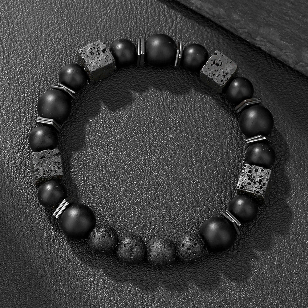 Wholesale Stone Wood Chip Weathered Beads Elastic Bracelet Handmade Geometric Jewelry Unisex - Image 6