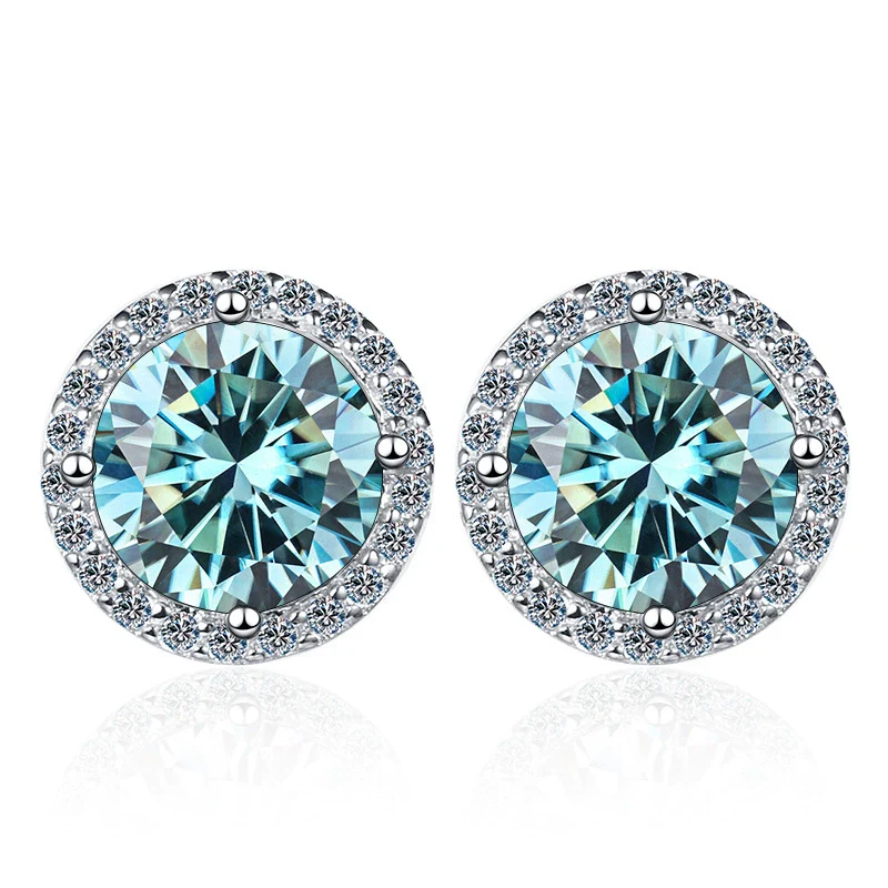 Wholesale Stud Earrings 925 Sterling Silver Round Moissanite Fourclaw Setting Simple Style - Image 7