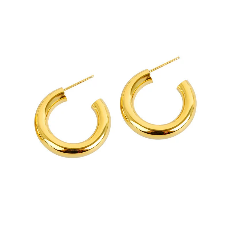 Wholesale Stud Earrings S925 Sterling Silver Geometric Cshaped Cold Style For Women - Image 5