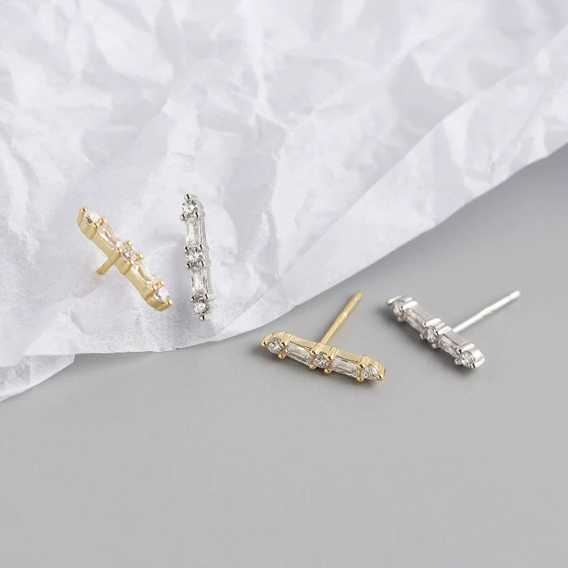 Wholesale Stud Earrings S925 Sterling Silver Geometric Fashion Electroplated - Image 2