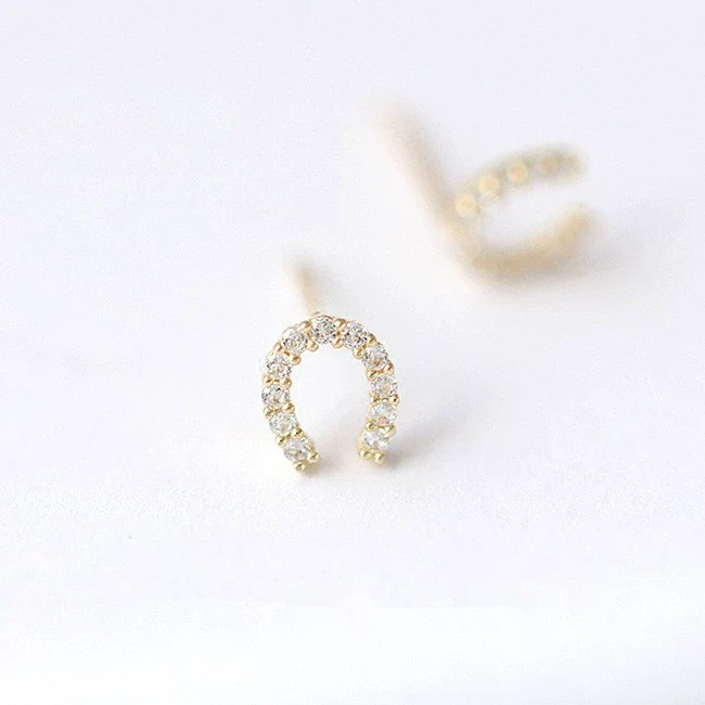 Wholesale Stud Earrings S925 Sterling Silver Ushaped With Micro Inlaid Zircon And 14K Gold Plated For Women - Image 2