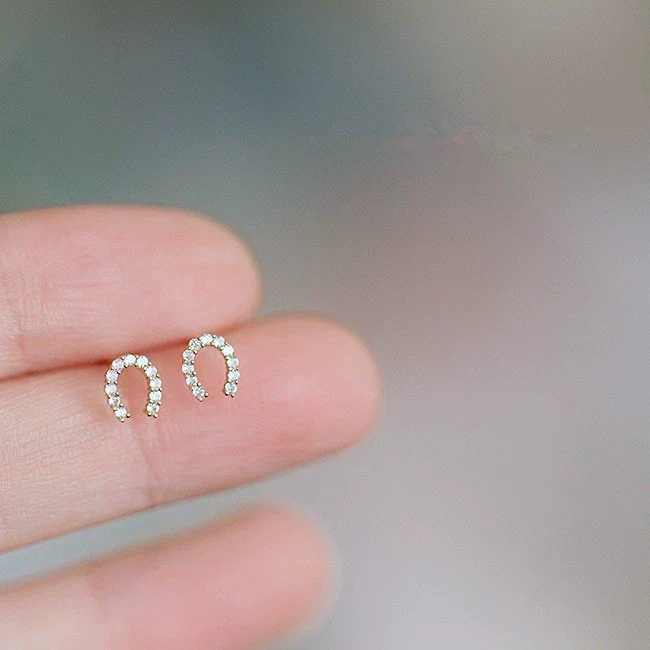 Wholesale Stud Earrings S925 Sterling Silver Ushaped With Micro Inlaid Zircon And 14K Gold Plated For Women - Image 4