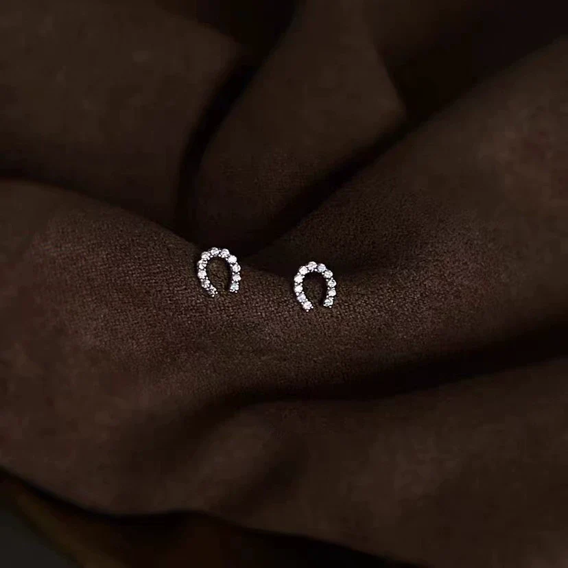 Wholesale Stud Earrings S925 Sterling Silver Ushaped With Micro Inlaid Zircon And 14K Gold Plated For Women - Image 6
