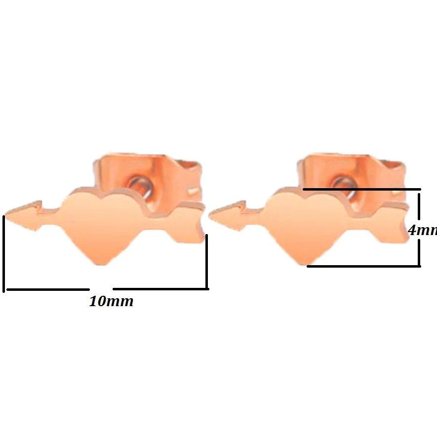 Wholesale Stud Earrings Stainless Steel Geometric Heart Arrow Design Electroplated For Women - Image 2
