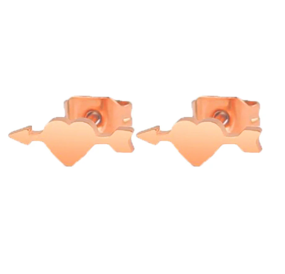 Wholesale Stud Earrings Stainless Steel Geometric Heart Arrow Design Electroplated For Women - Image 8