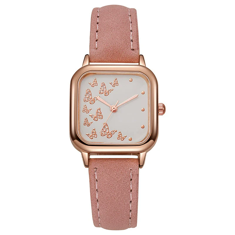 Wholesale Student Women's Watch Alloy Case Imitation Leather Strap Square Dial Butterfly Pattern - Image 6