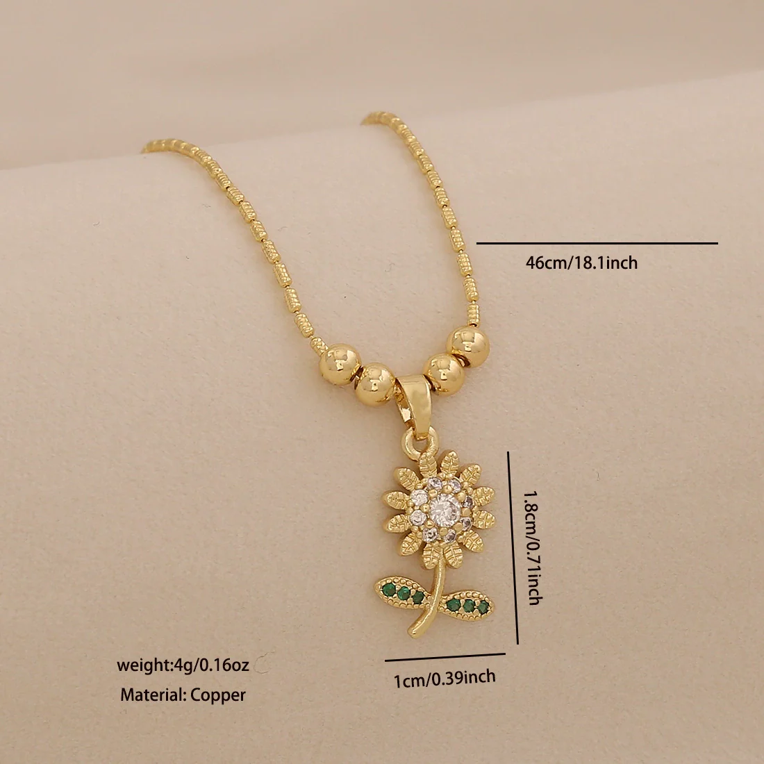 Wholesale Sunflower Pendant Necklace Light Luxury 18K Plated Copper Floral Pastoral Style Jewelry - Image 8