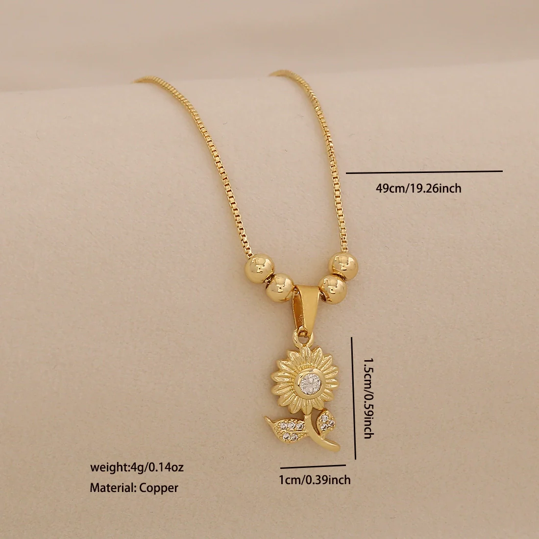 Wholesale Sunflower Pendant Necklace Light Luxury 18K Plated Copper Floral Pastoral Style Jewelry - Image 9