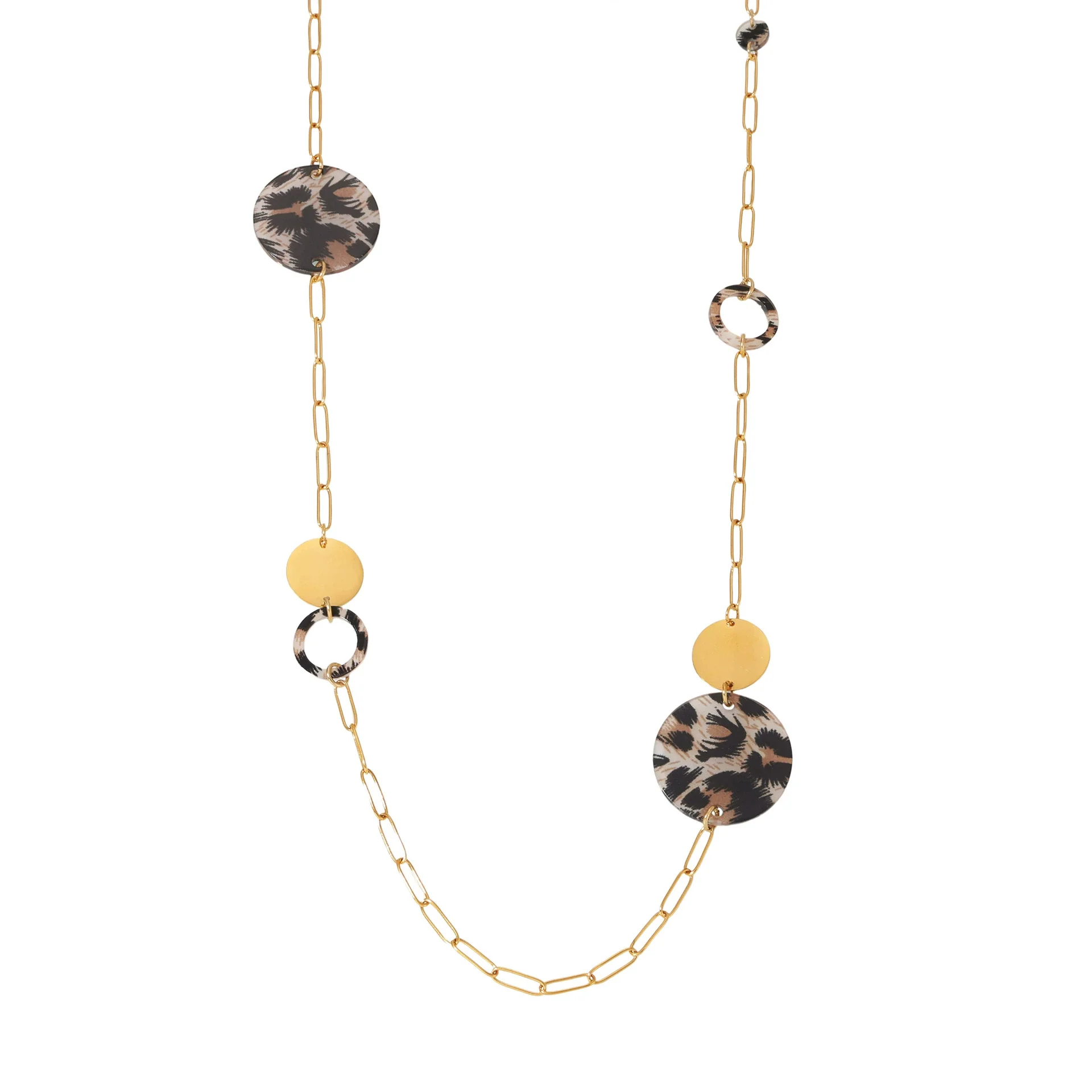 Wholesale Sweater Necklace Stainless Steel Acrylic Leopard Print Round Electroplated Light Luxury Style Women's Accessories - Image 4
