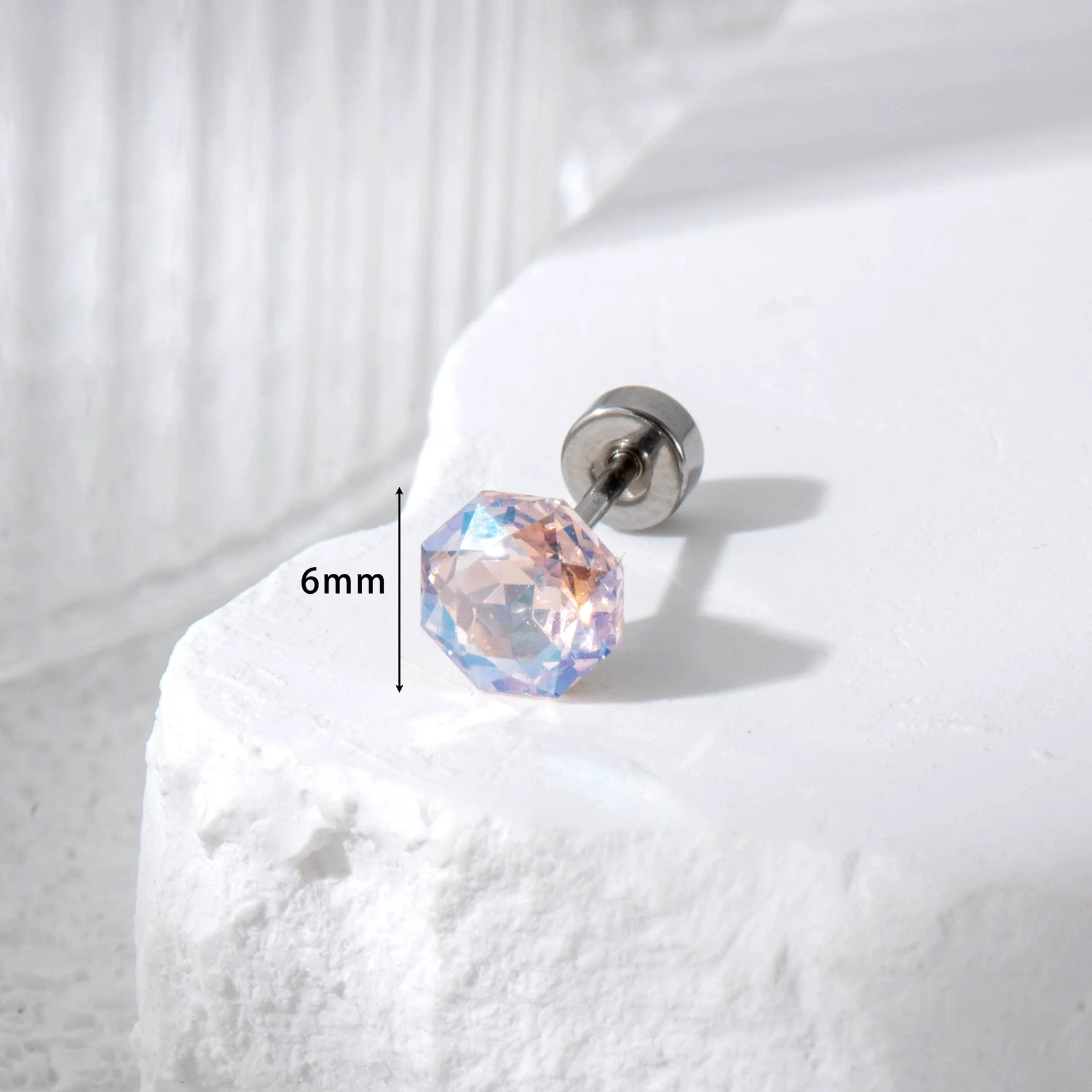 Wholesale Sweet Geometric Crystal Titanium Steel Octagon Earrings - Image 10