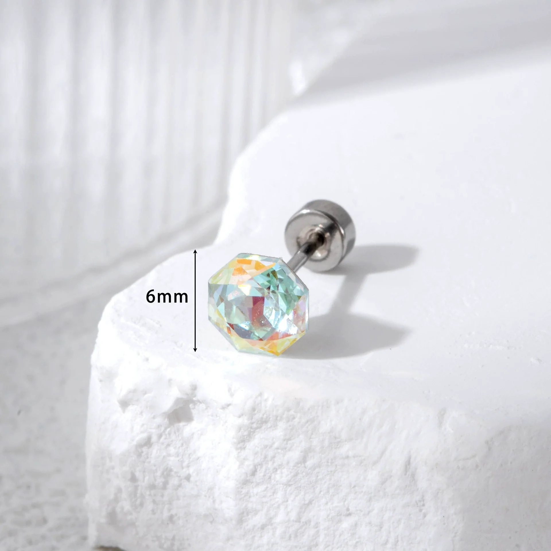 Wholesale Sweet Geometric Crystal Titanium Steel Octagon Earrings - Image 6