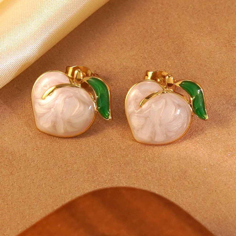 Wholesale Sweet Girl Style Dripping Oil Fruit Earrings Made Of 304 Stainless Steel - Image 2