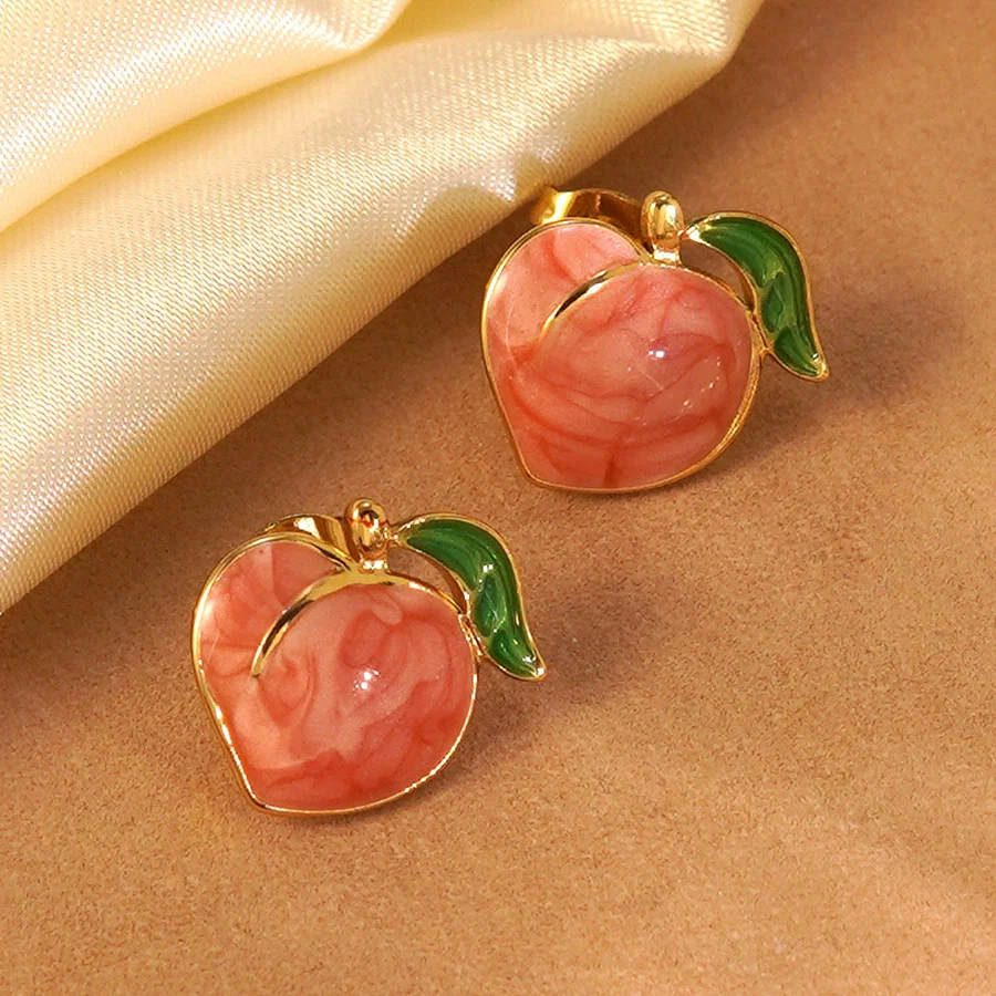 Wholesale Sweet Girl Style Dripping Oil Fruit Earrings Made Of 304 Stainless Steel - Image 3