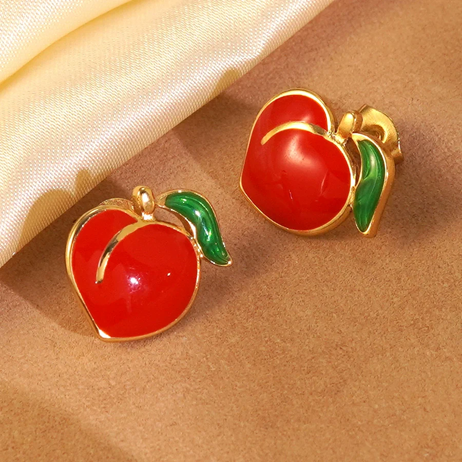 Wholesale Sweet Girl Style Dripping Oil Fruit Earrings Made Of 304 Stainless Steel - Image 4