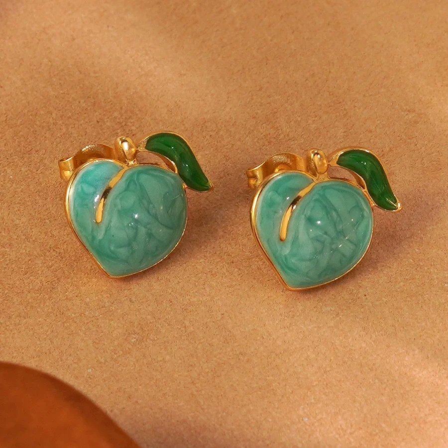 Wholesale Sweet Girl Style Dripping Oil Fruit Earrings Made Of 304 Stainless Steel - Image 6