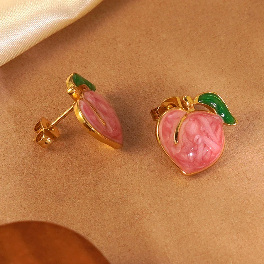 Wholesale Sweet Girl Style Dripping Oil Fruit Earrings Made Of 304 Stainless Steel - Image 7