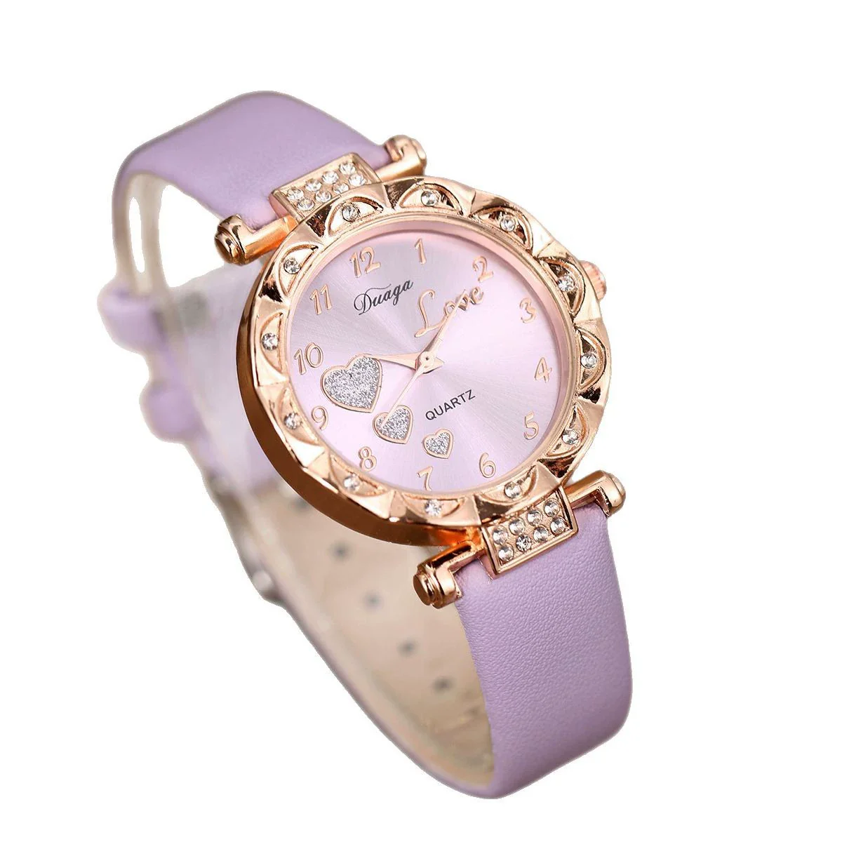 Wholesale Sweet Round Dial Belt Watch And Maple Leaf Jewelry Set For Female Alloy Case Imitation Leather Strap Stainless Steel Buckle Ordinary Glass Mirror - Image 4