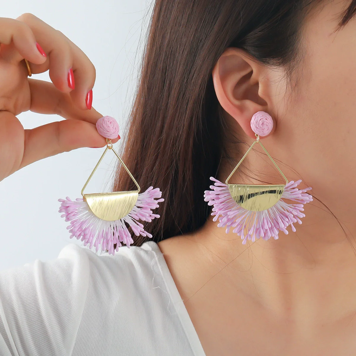 Wholesale Tassel Earrings Zinc Alloy Geometric Hand Knitted Retro Style - Image 2