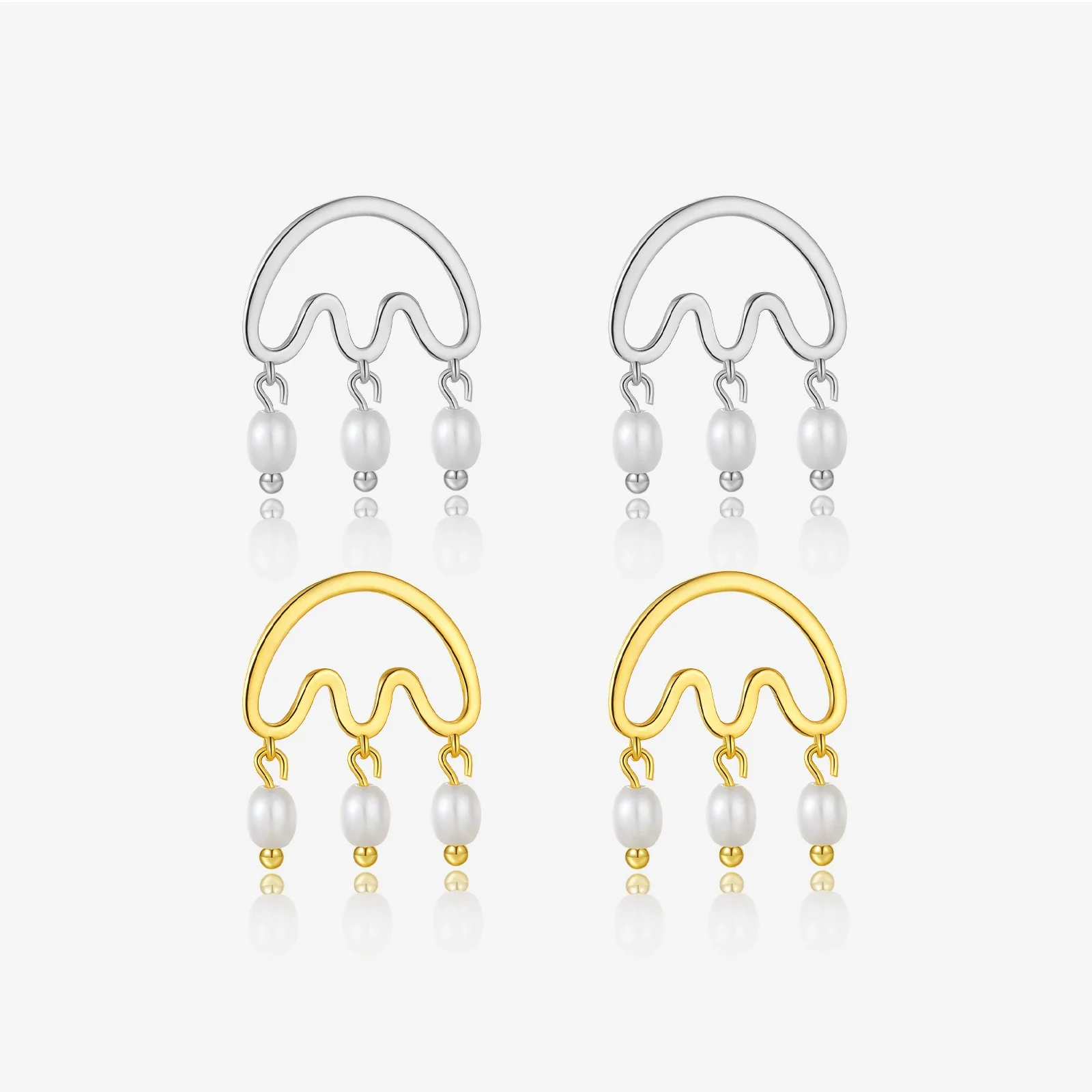 Wholesale Tassel Pearl Pendant Light Luxury Style 925 Sterling Silver Geometric Electroplated For Women