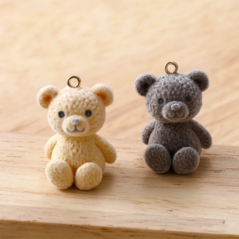 Wholesale Teddy Bear Pendant Handmade Earrings Jewelry Accessories With Plastic Resin Material And Flocking Treatment - Image 2