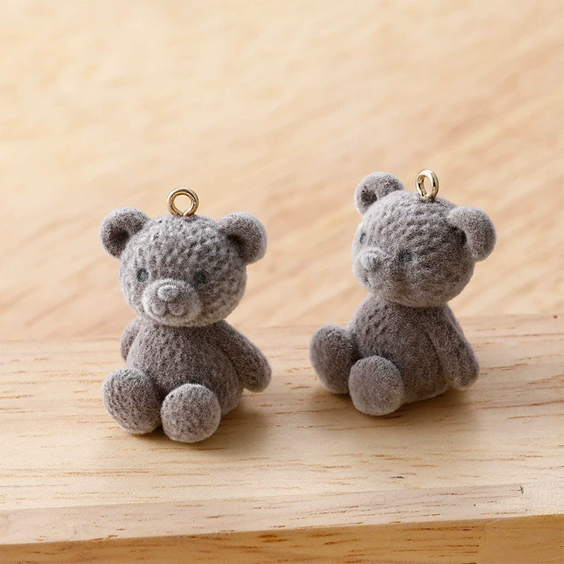 Wholesale Teddy Bear Pendant Handmade Earrings Jewelry Accessories With Plastic Resin Material And Flocking Treatment - Image 6