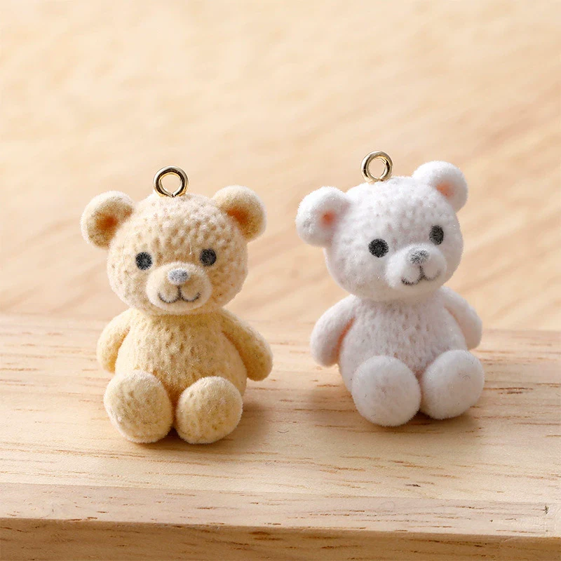 Wholesale Teddy Bear Pendant Handmade Earrings Jewelry Accessories With Plastic Resin Material And Flocking Treatment - Image 8