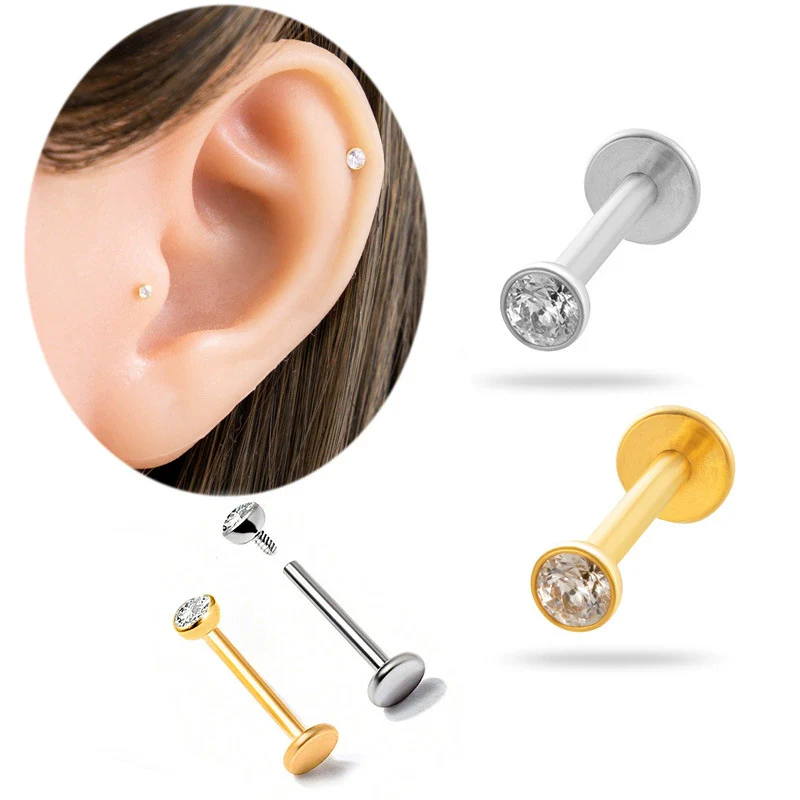 Wholesale Titanium Alloy Geometric Puncture Jewelry Electroplated Lip Nail Tragus Ear Bone Nail