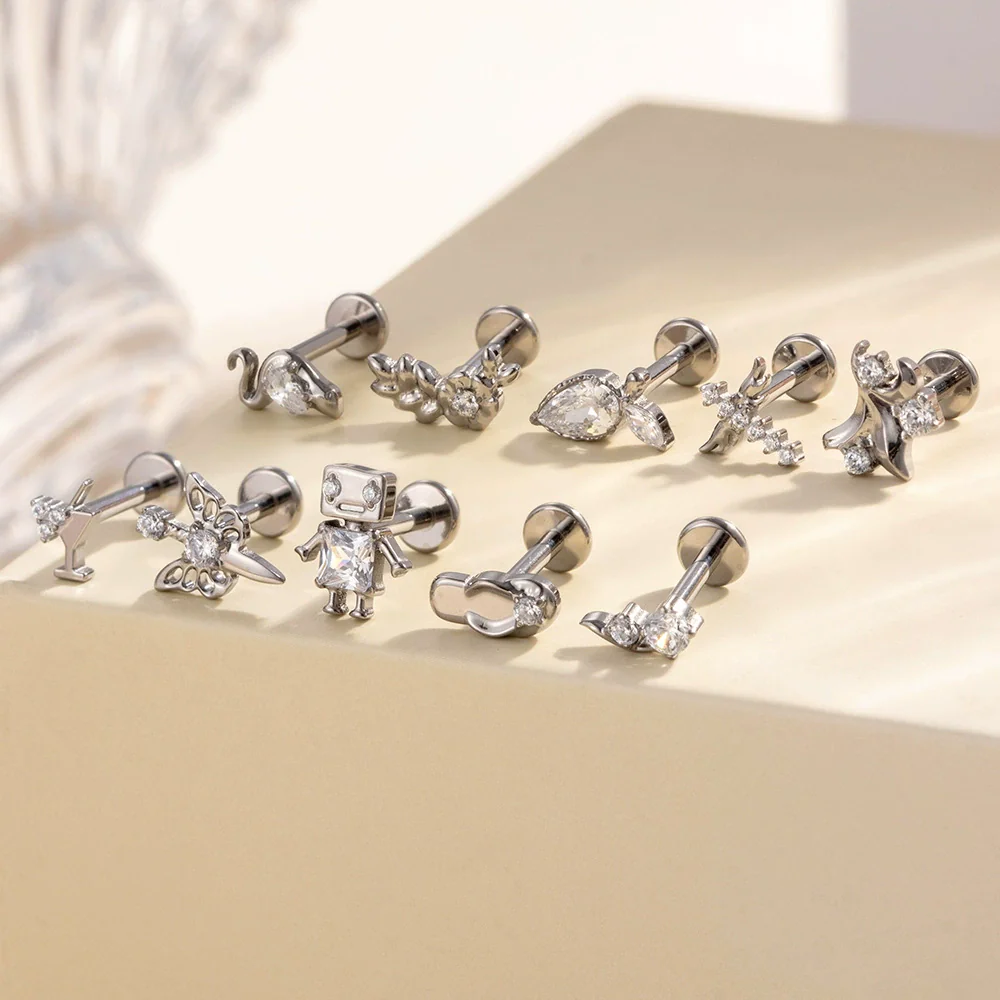 Wholesale Titanium Alloy Geometric Style Electroplated Puncture Jewelry For Women - Image 2